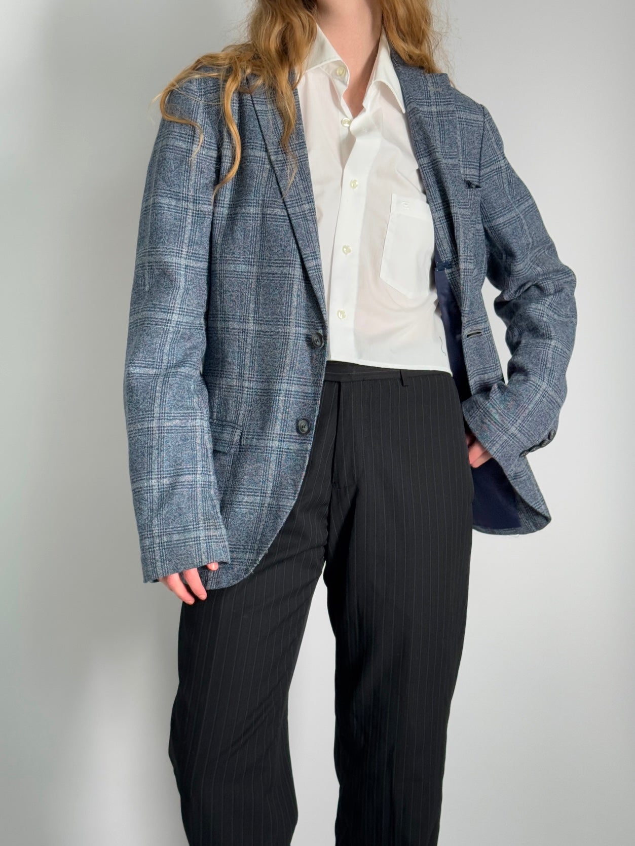 Checkered Linen Blend Blazer str. 40