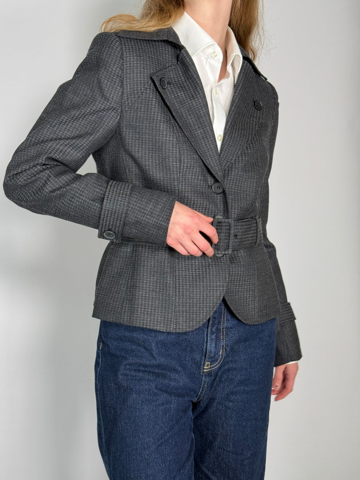 Belted Wool Blend Blazer str. 38