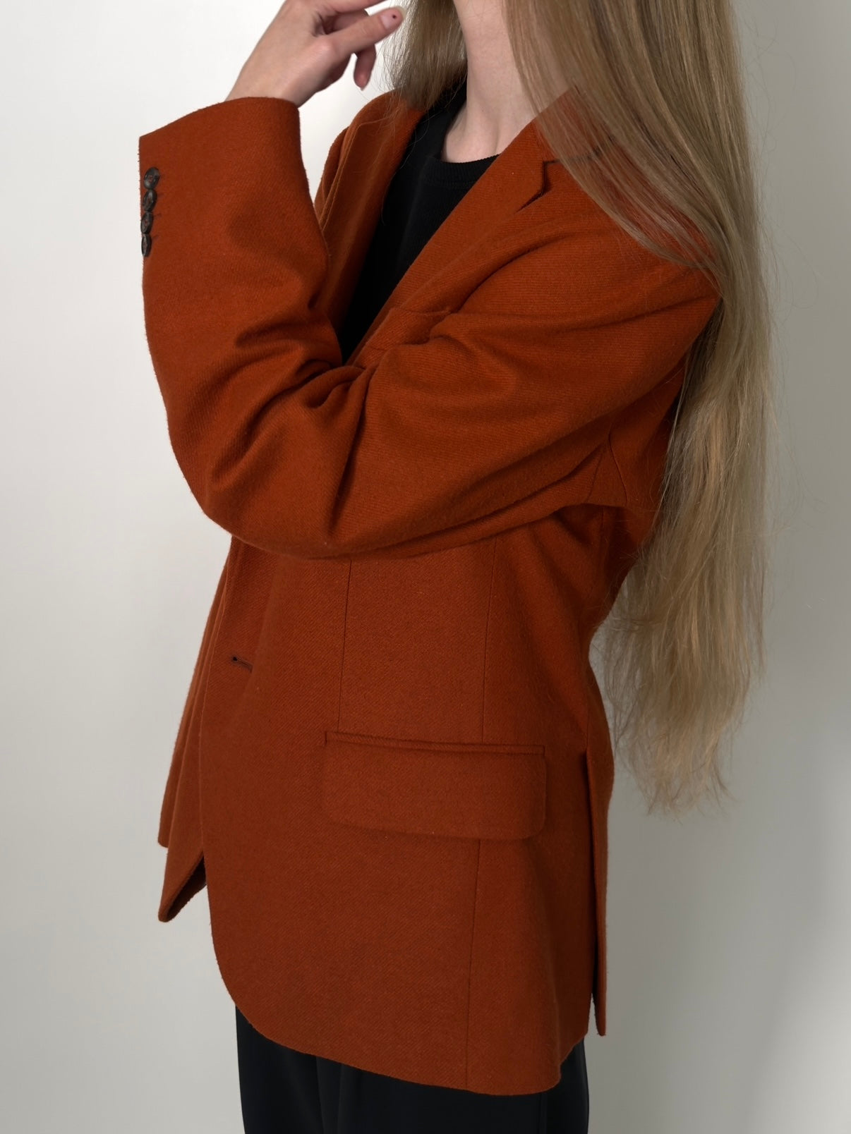 Orange Wool Blend Blazer str. 38