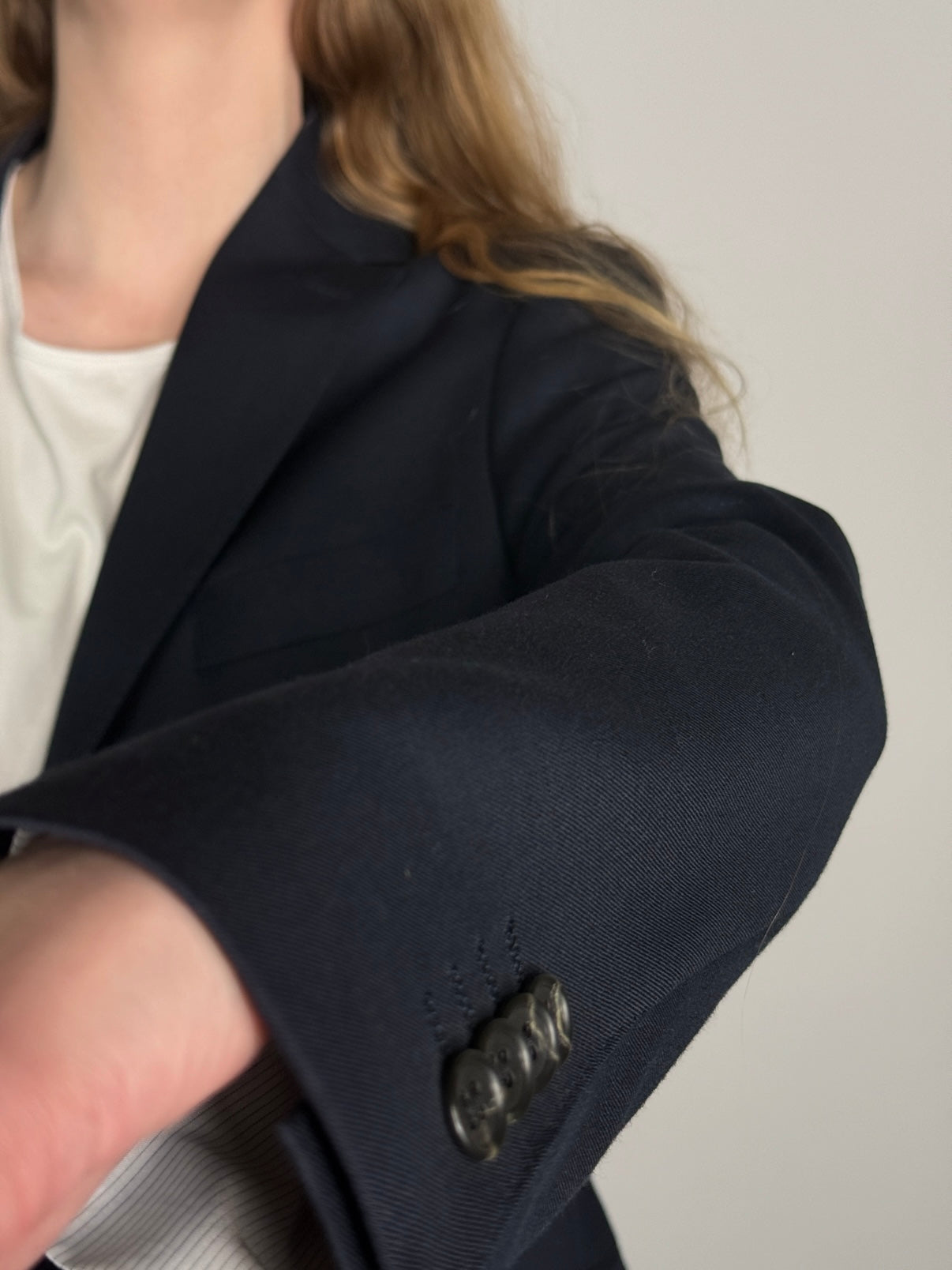 Blue Wool Blend Statement Blazer str. 38