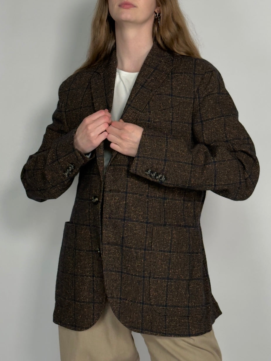 Checkered Wool Blend Blazer str. 38