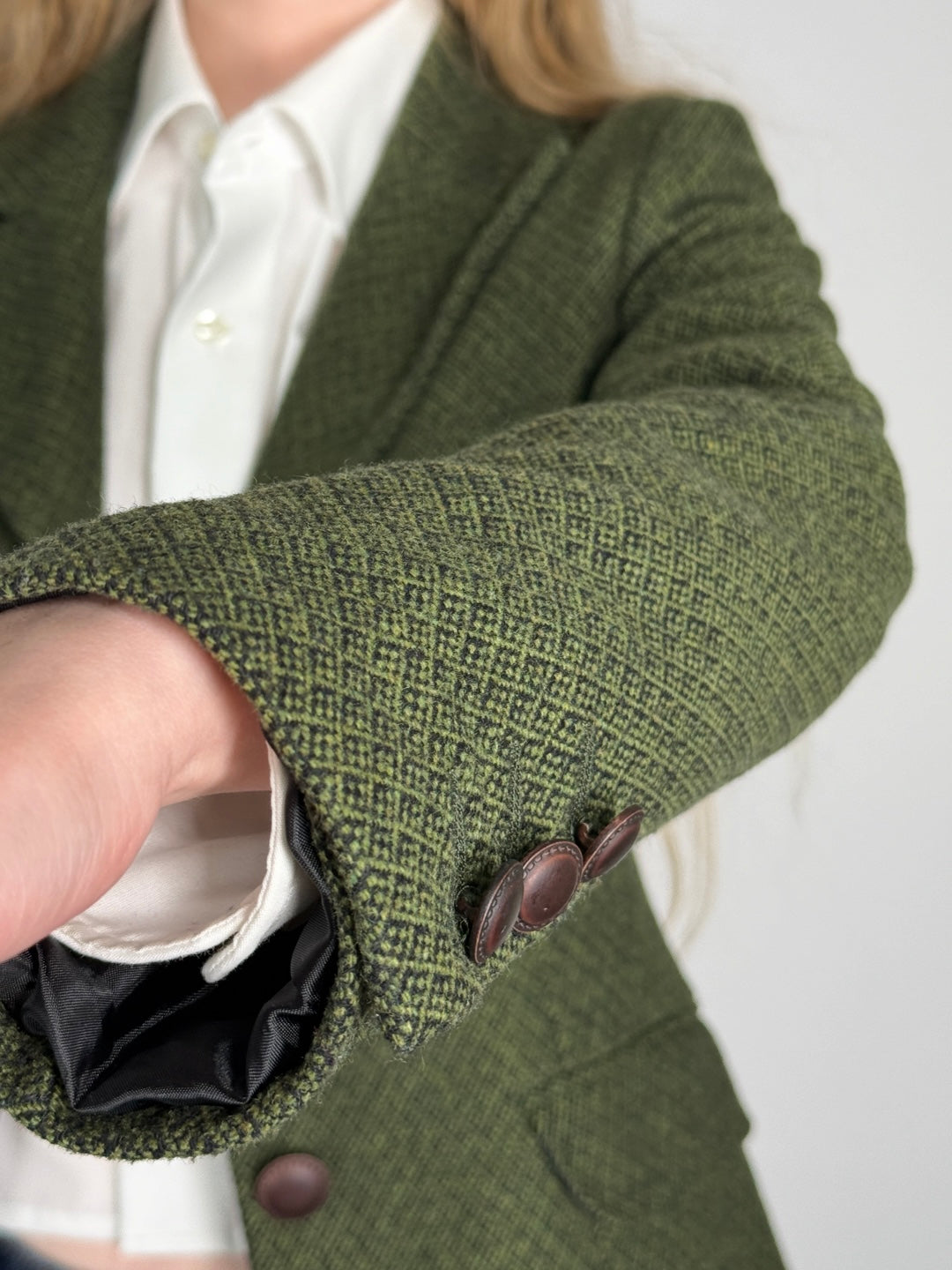Moss Green Wool Blend Blazer str. 38