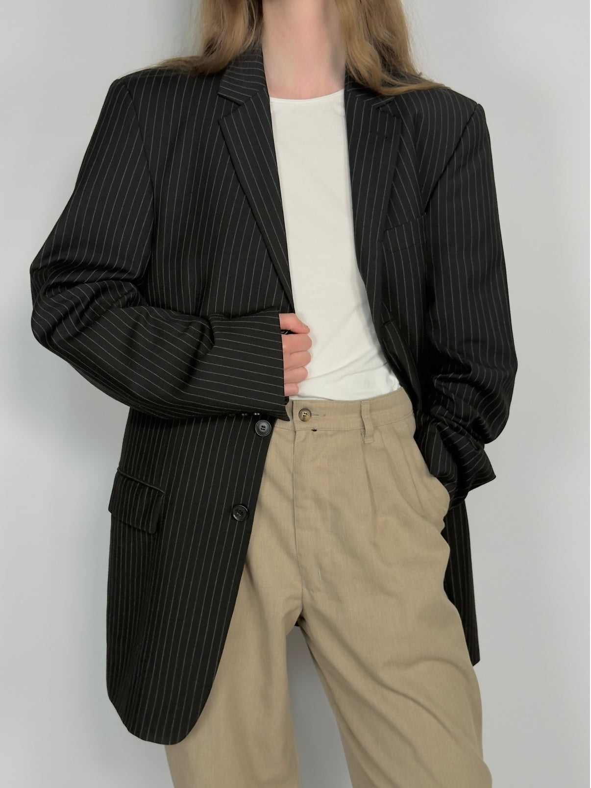 Pinstriped Wool Blend Blazer str. 40