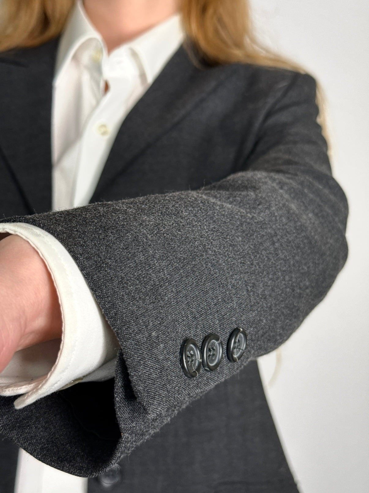 Grey Wool Blend Blazer str. 38