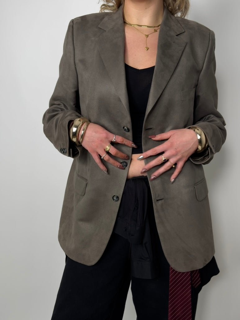 Beige Velvet Blazer str. 44