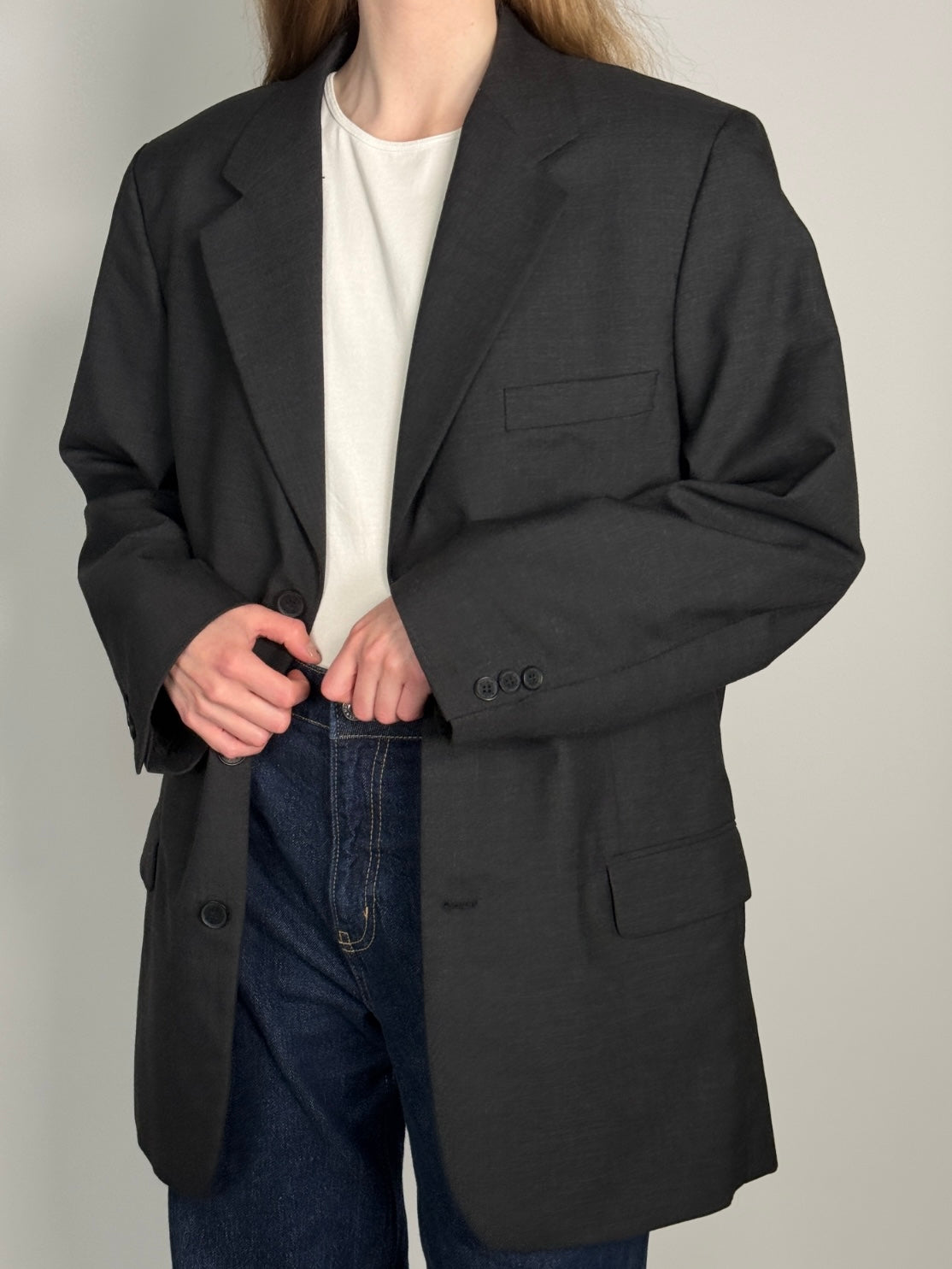 Long Wool Blend Statement Blazer str. 42