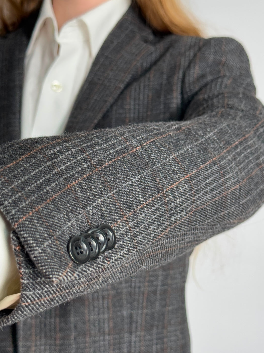 Grey Wool Blend Blazer str. 38