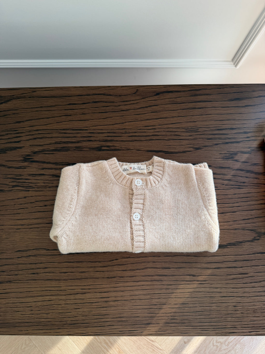 CARAMEL KNITTED BABY WOOL CARDIGAN