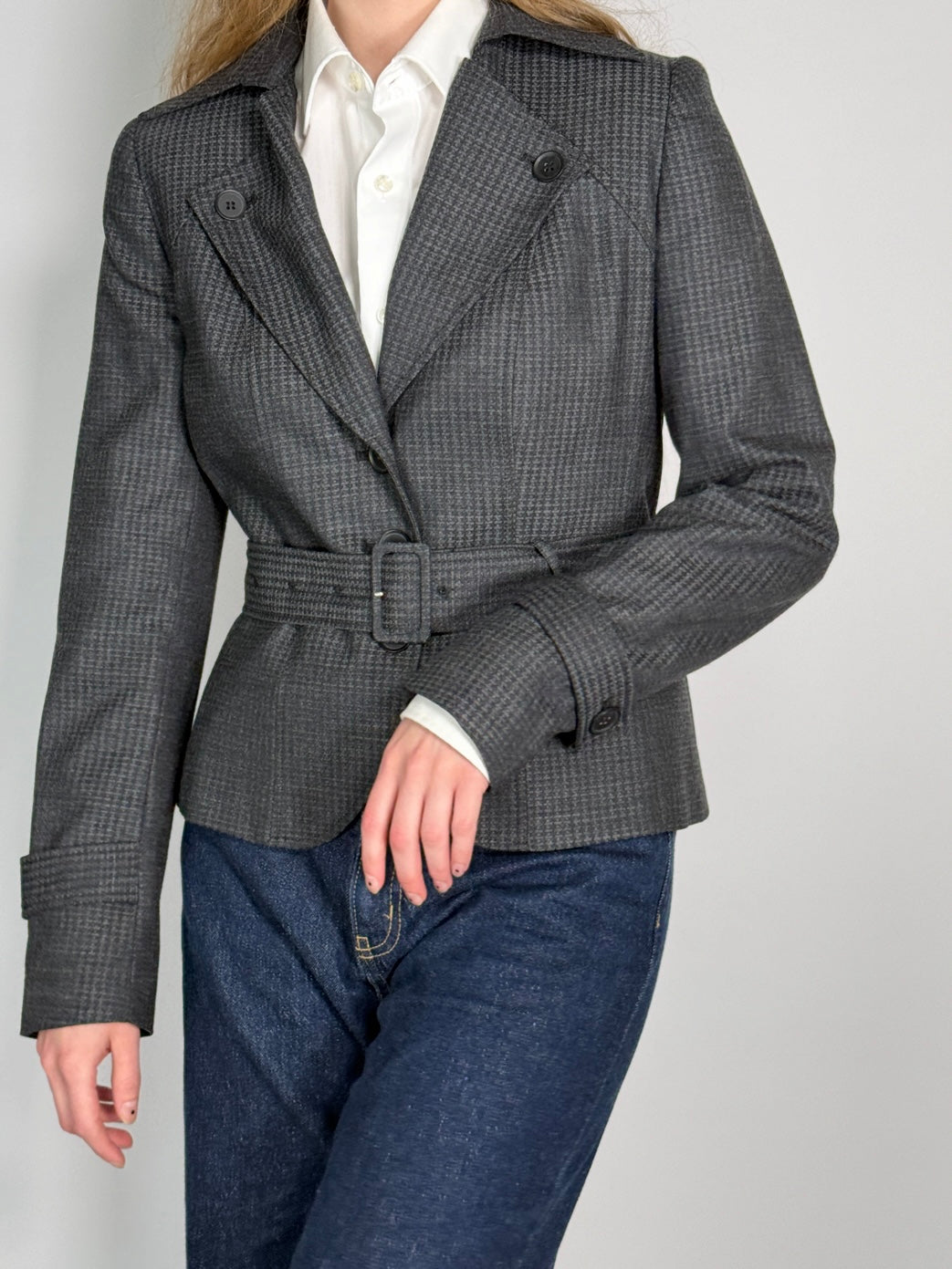 Belted Wool Blend Blazer str. 38
