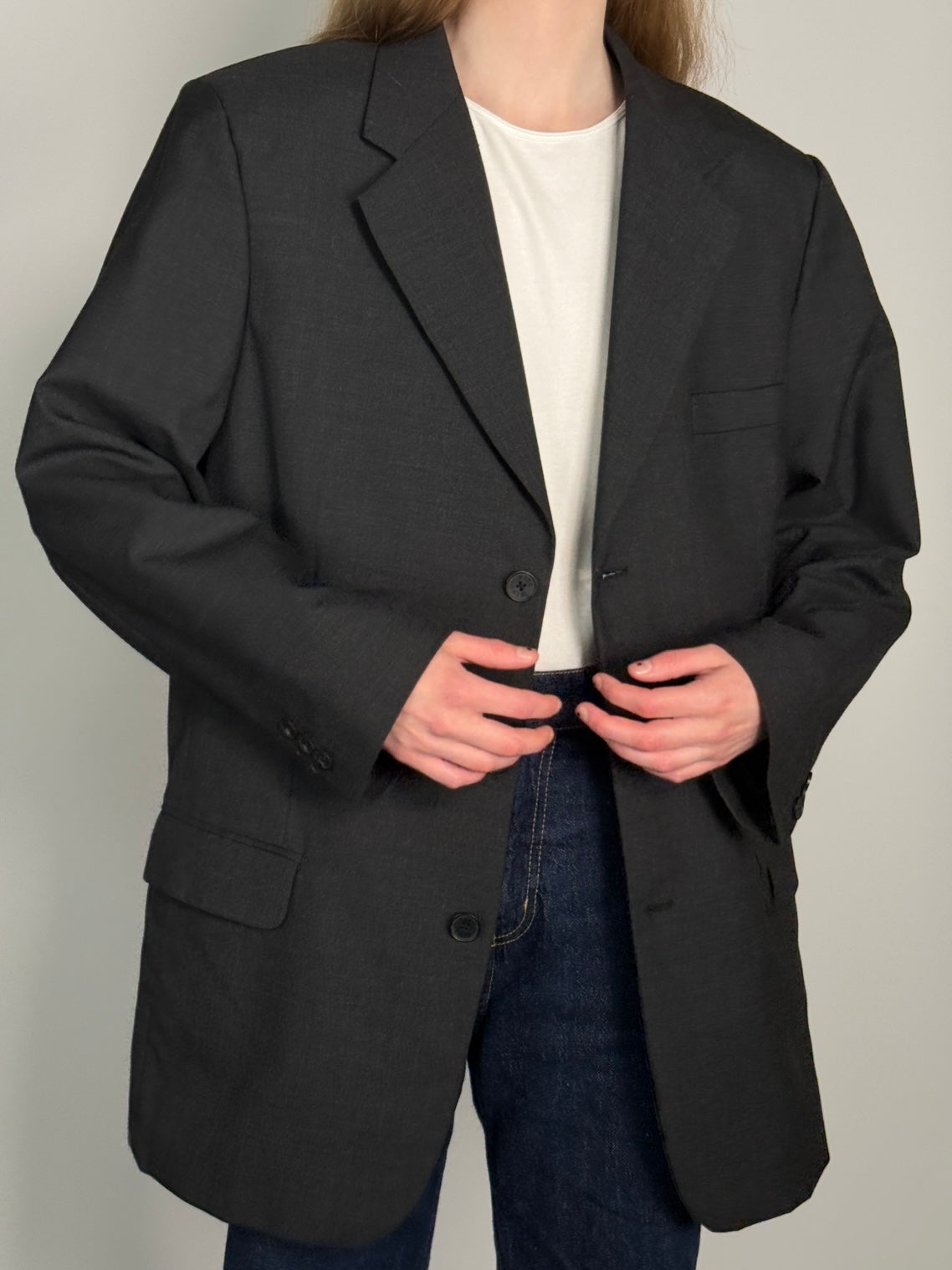 Long Wool Blend Statement Blazer str. 42