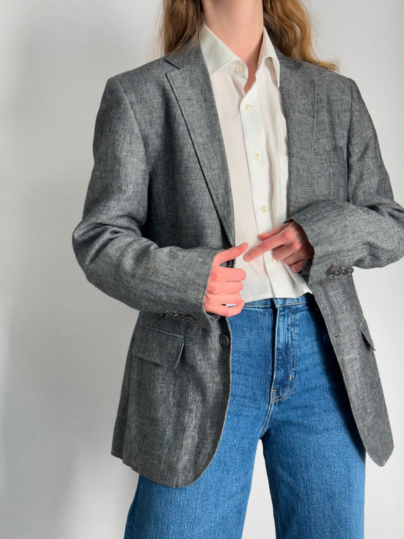 Grey Linen Blazer str. 40