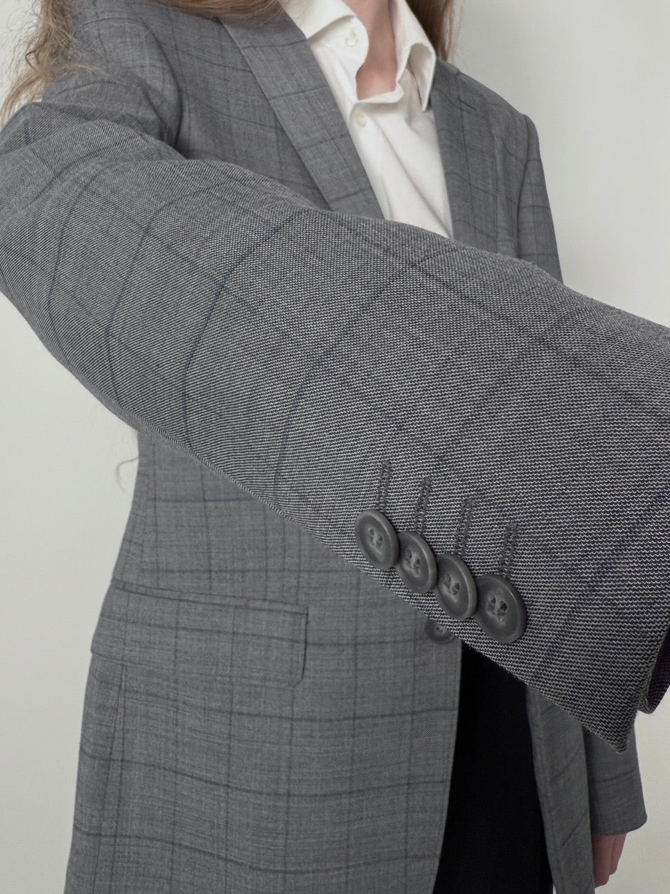 Checkered Wool Blend Blazer str. 38