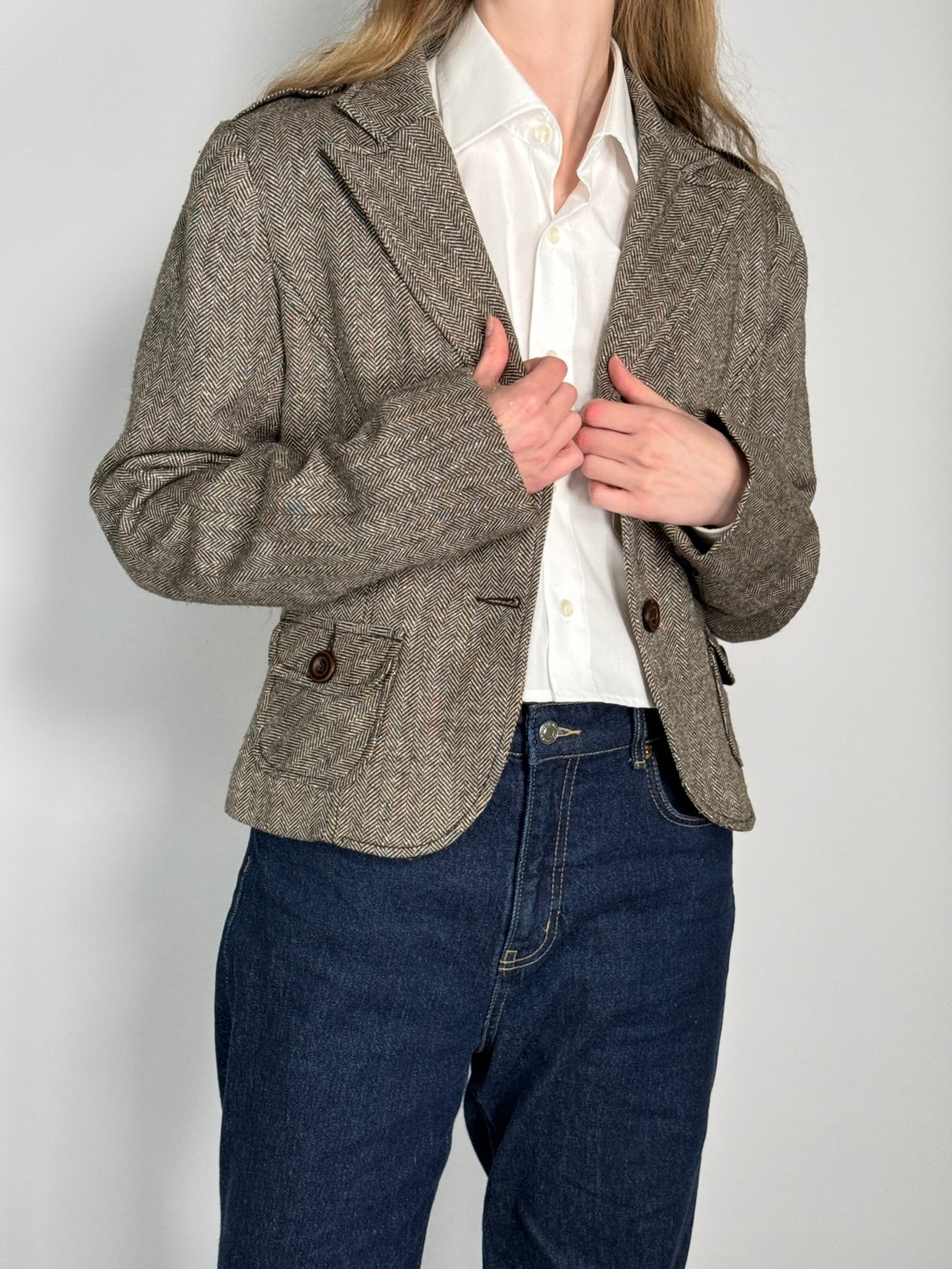 Silver Thread Herringbone Blazer str. 38