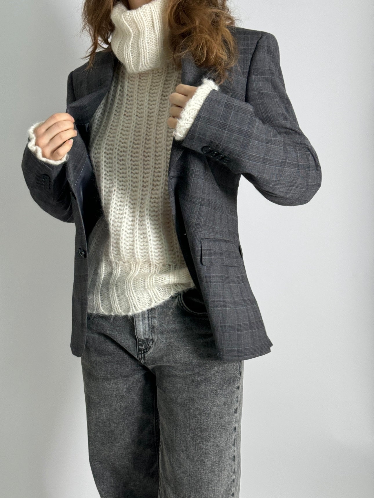 Checkered Pure Wool Blazer str. 36