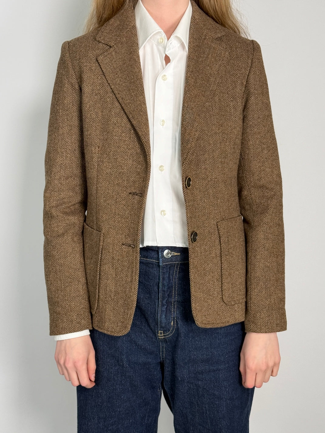 Wool Blend Herringbone Blazer str. 38