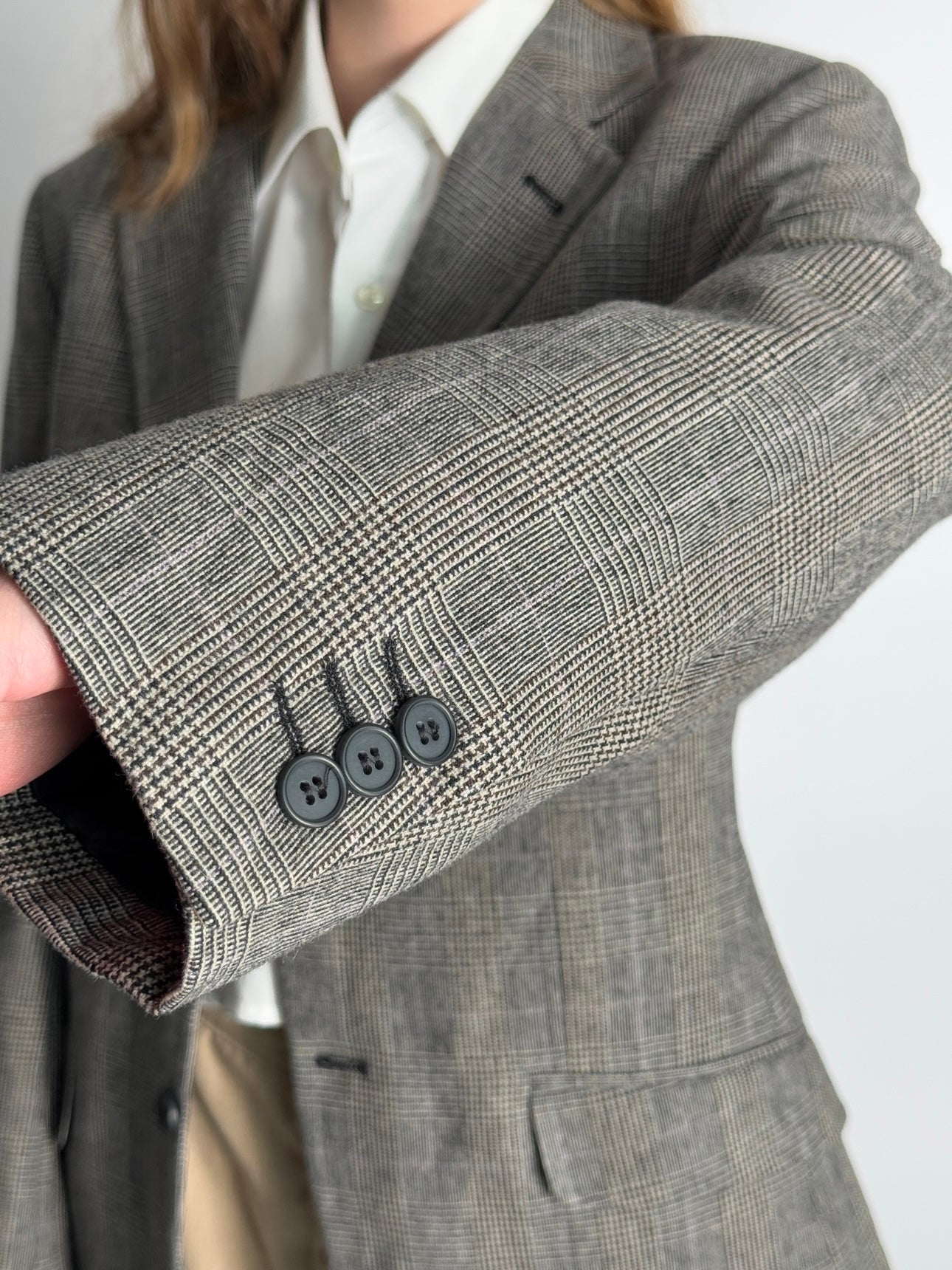Checkered Wool Blend Blazer str. 40