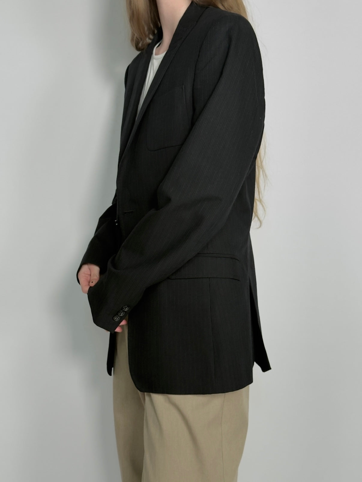 Pinstriped Cotton Blend Blazer str. 38
