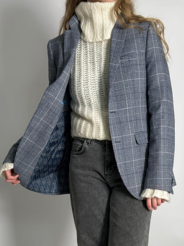 Checkered Wool Blend Blazer str. 36