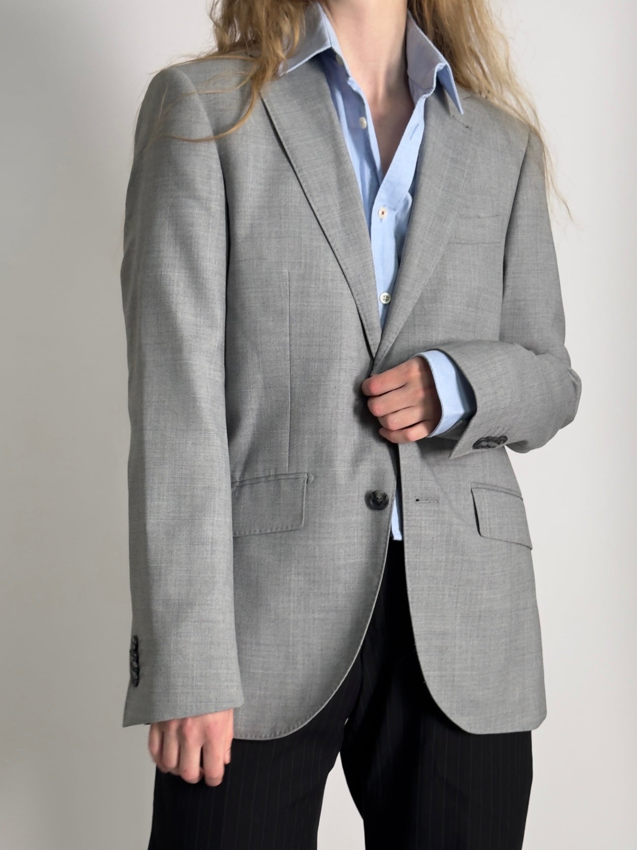 Light Grey Wool Blend Blazer str. 38