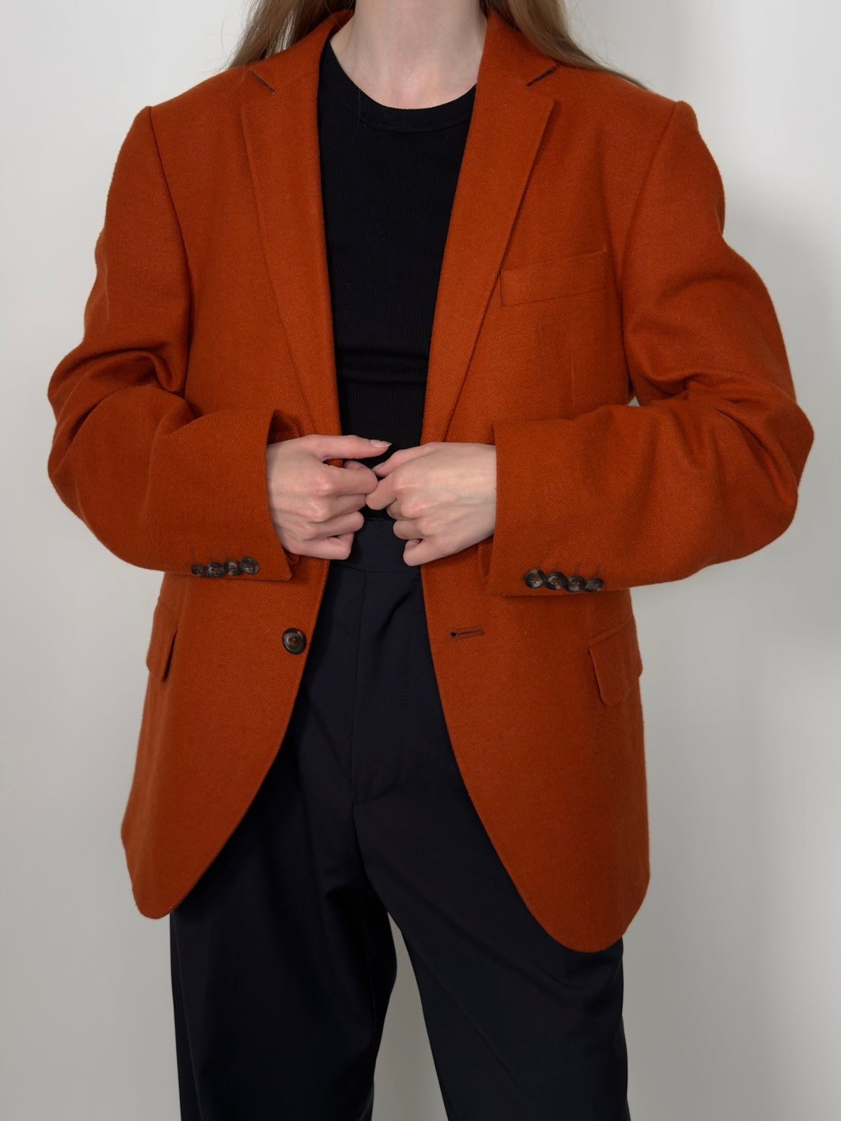 Orange Wool Blend Blazer str. 38