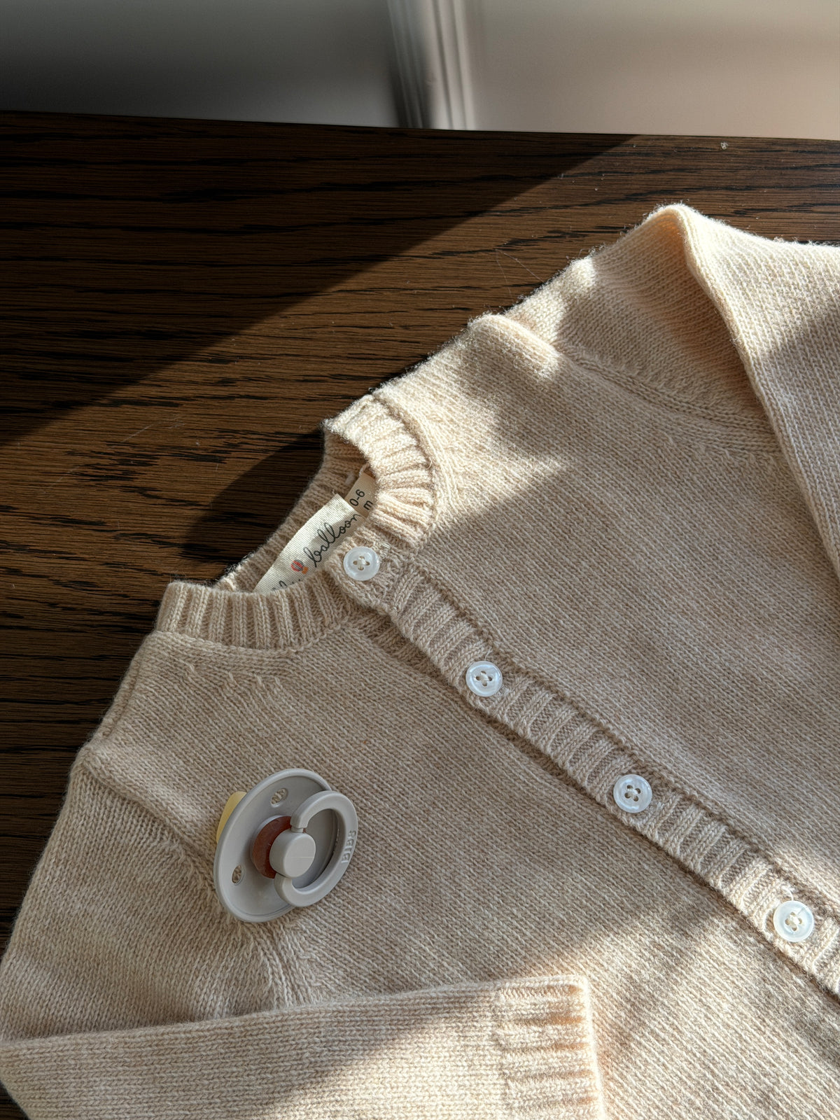 CARAMEL KNITTED BABY WOOL CARDIGAN