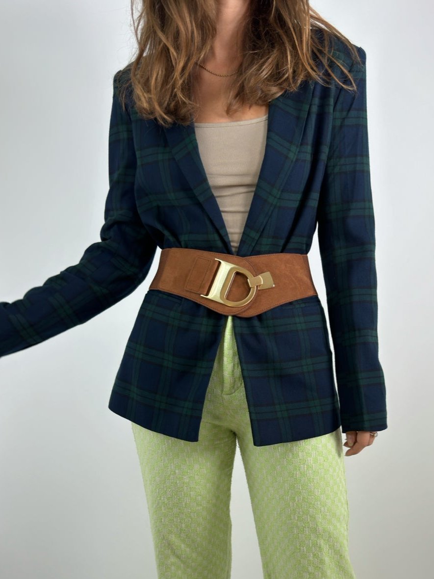 Blue & Green Checkered Blazer str. 36