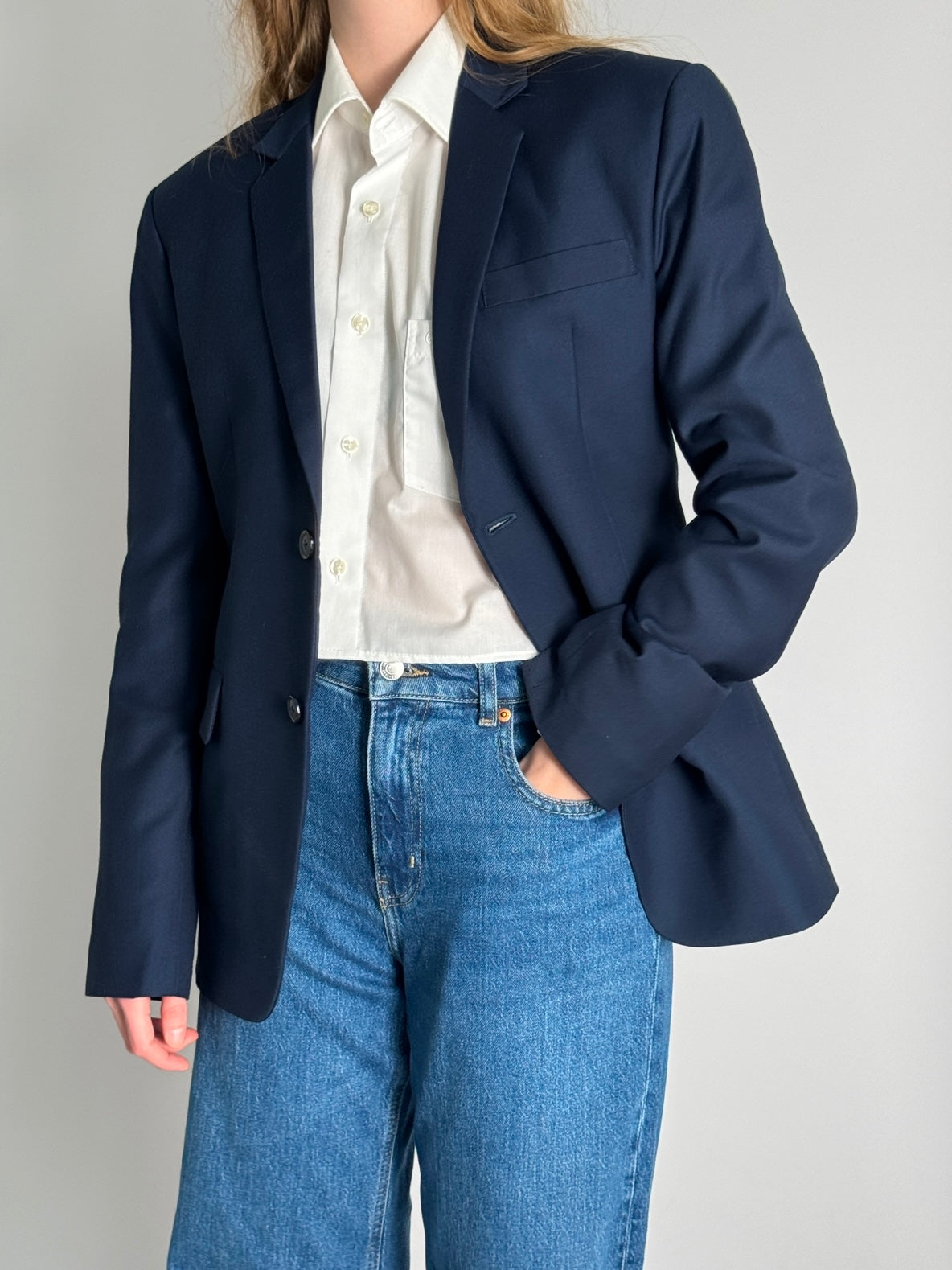 Blue Wool Blend Blazer str. 38