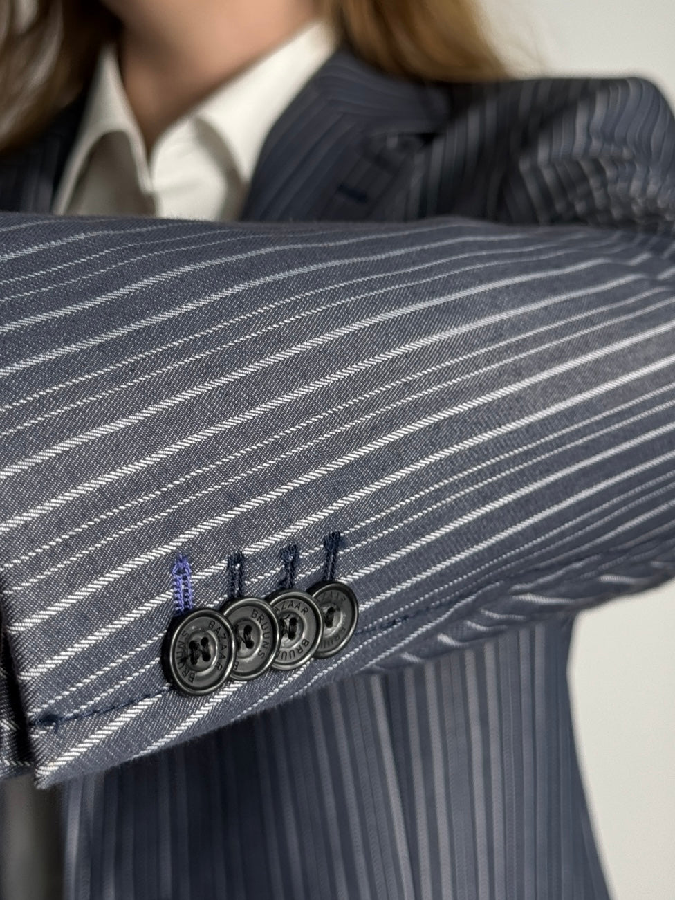 Striped Cotton Blend Blazer str. 40