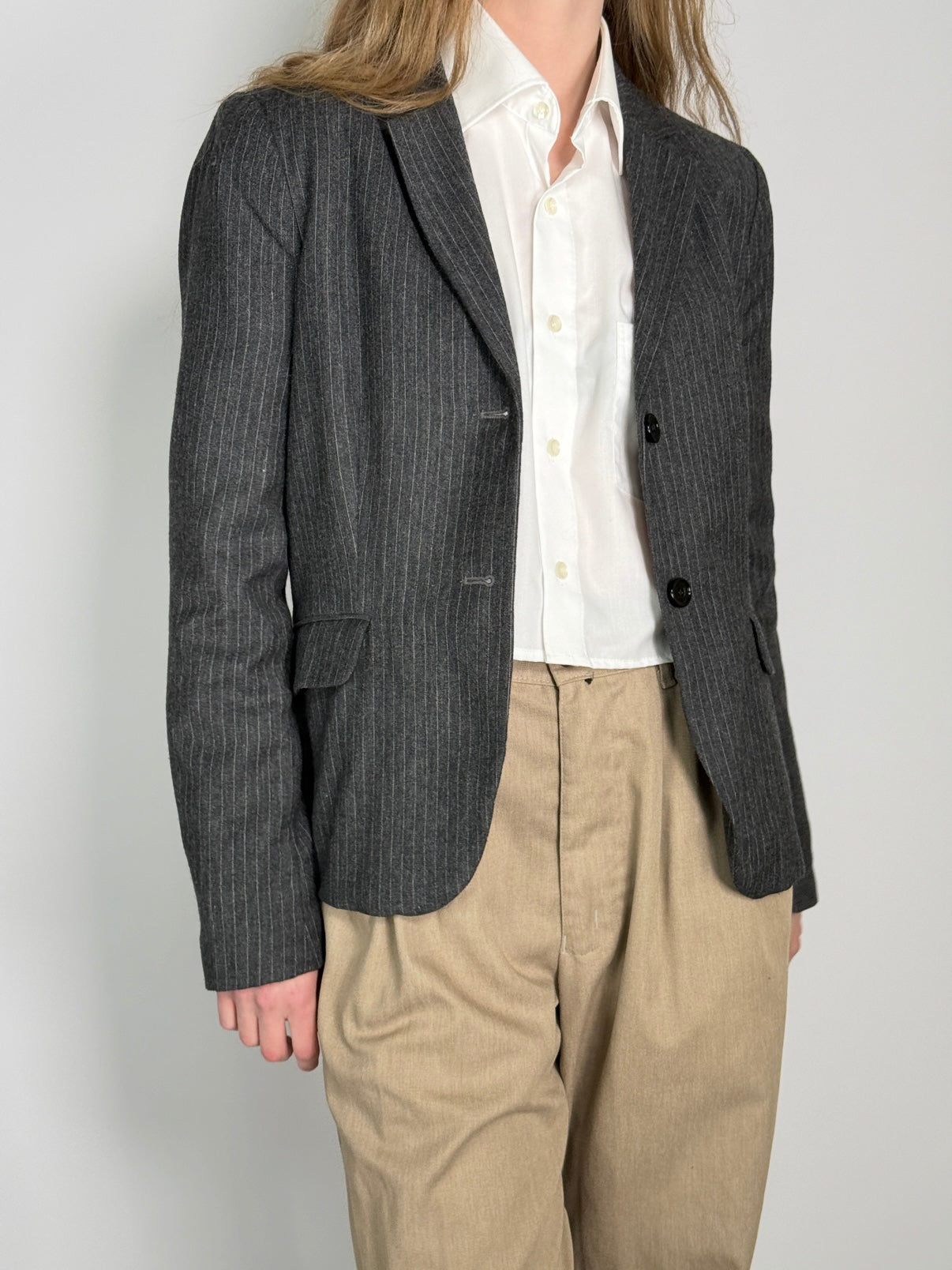 Pinstriped Wool Blend Blazer str. 38