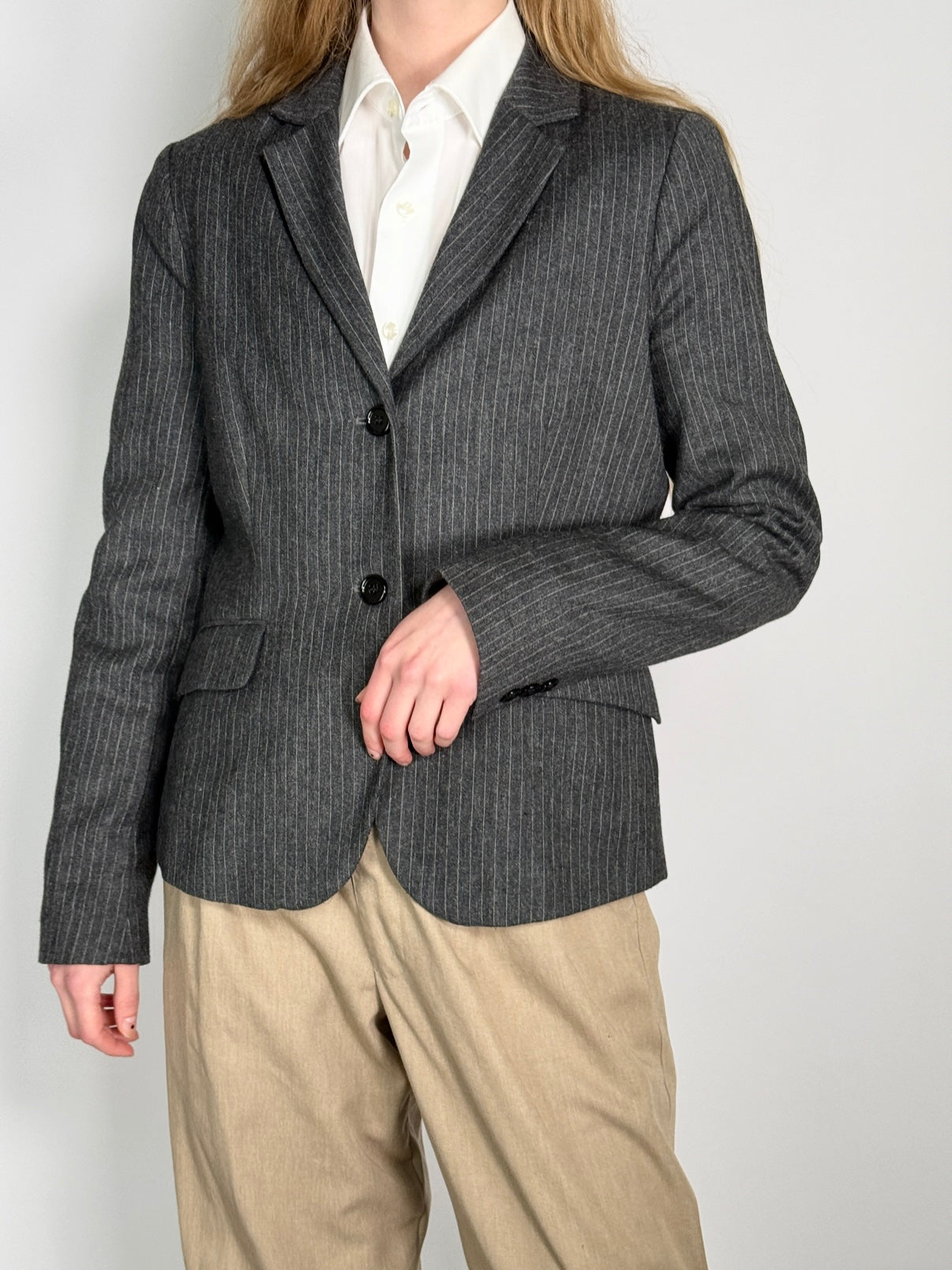 Pinstriped Wool Blend Blazer str. 38