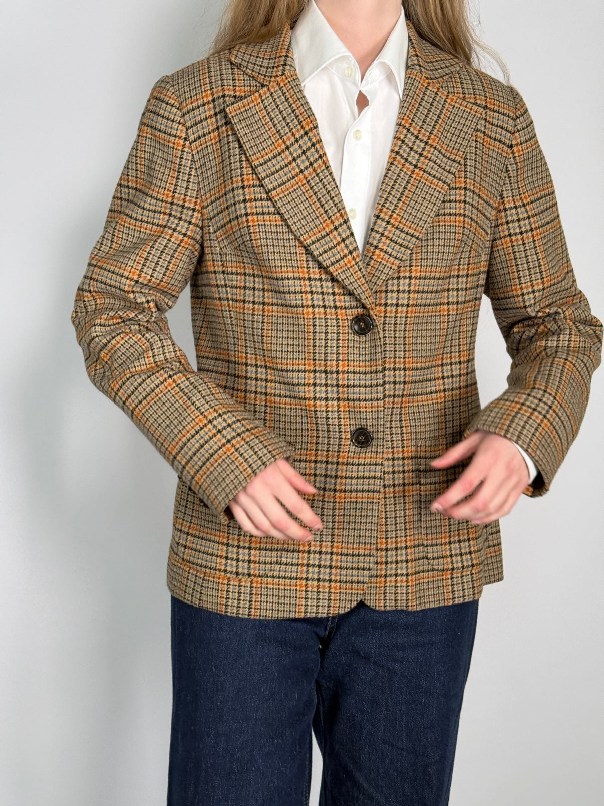 Wool Blend Tartan Blazer str. 38