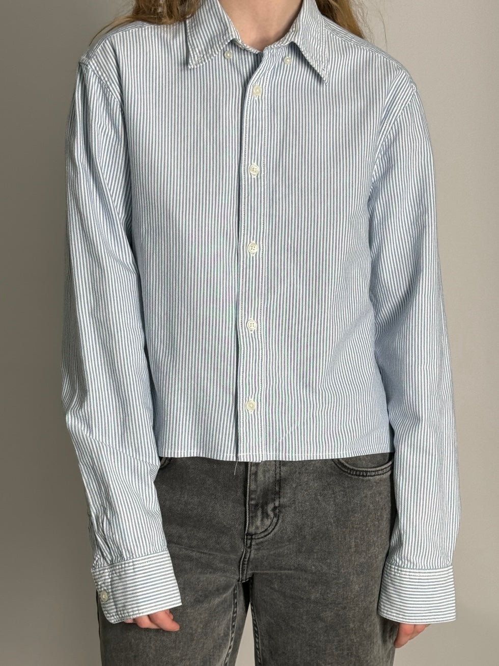 Blue Striped Cropped Shirt str. S/M