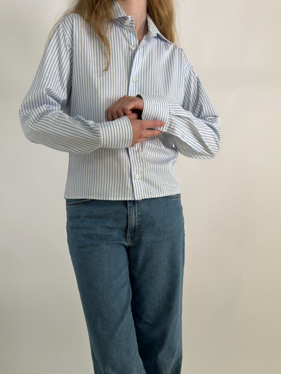 Blue Striped Cropped Shirt str.  38