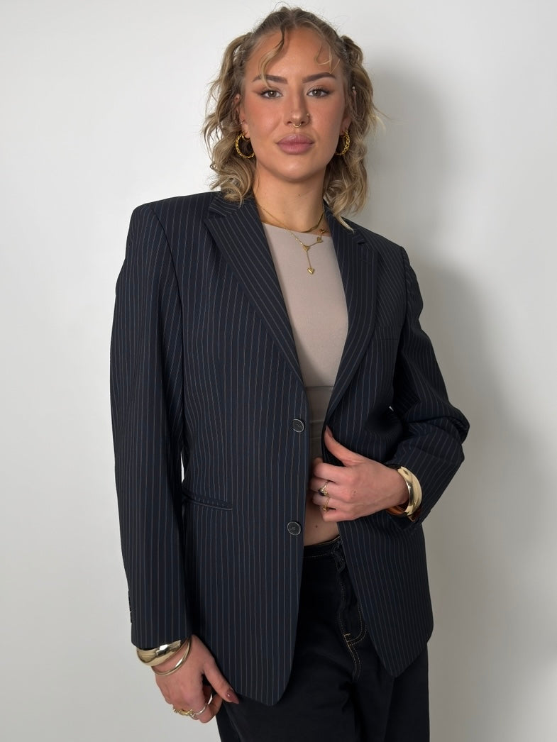 Pinstripe Wool Blend Blazer str. 40