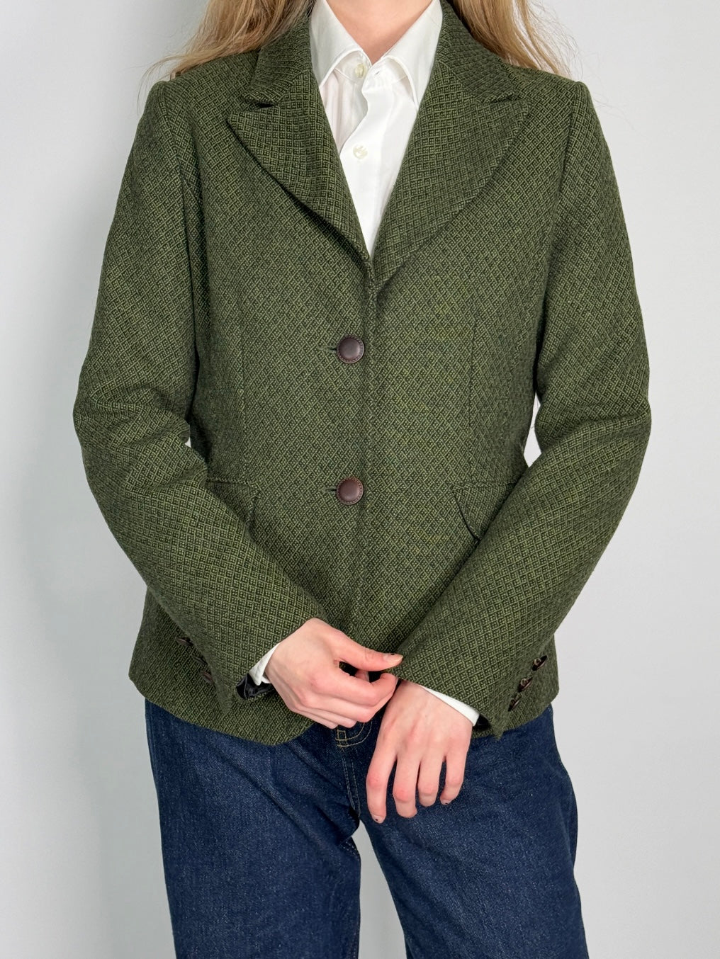 Moss Green Wool Blend Blazer str. 38