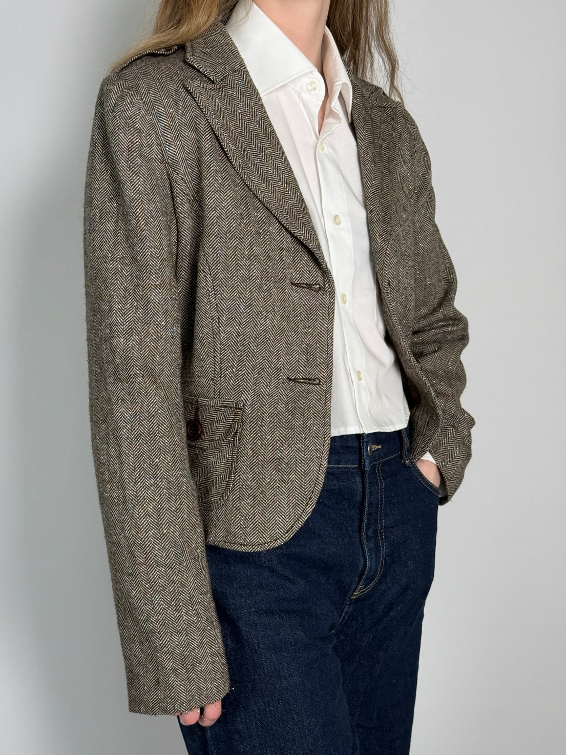 Silver Thread Herringbone Blazer str. 38