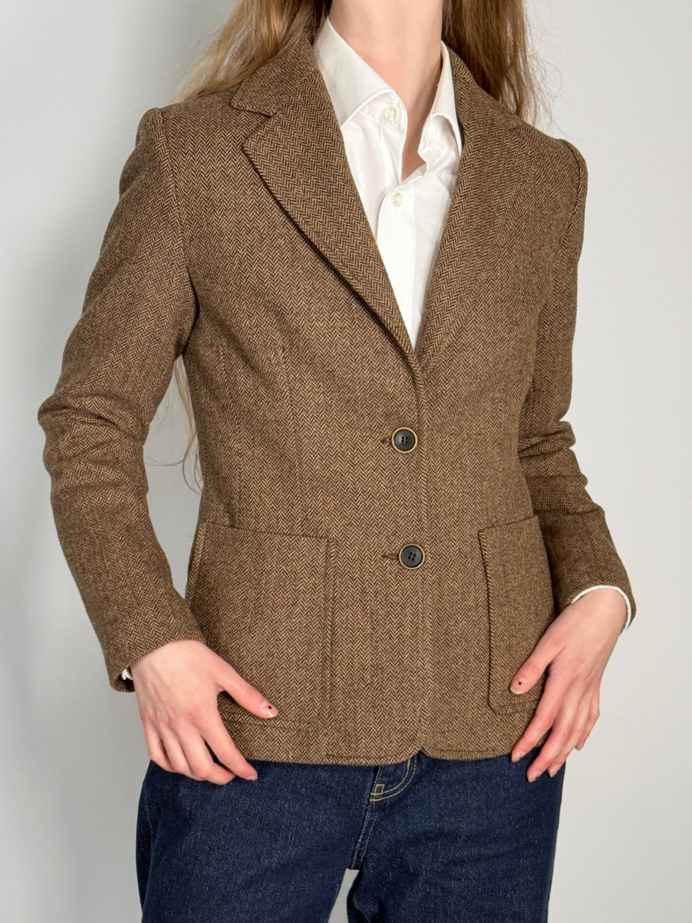Wool Blend Herringbone Blazer str. 38