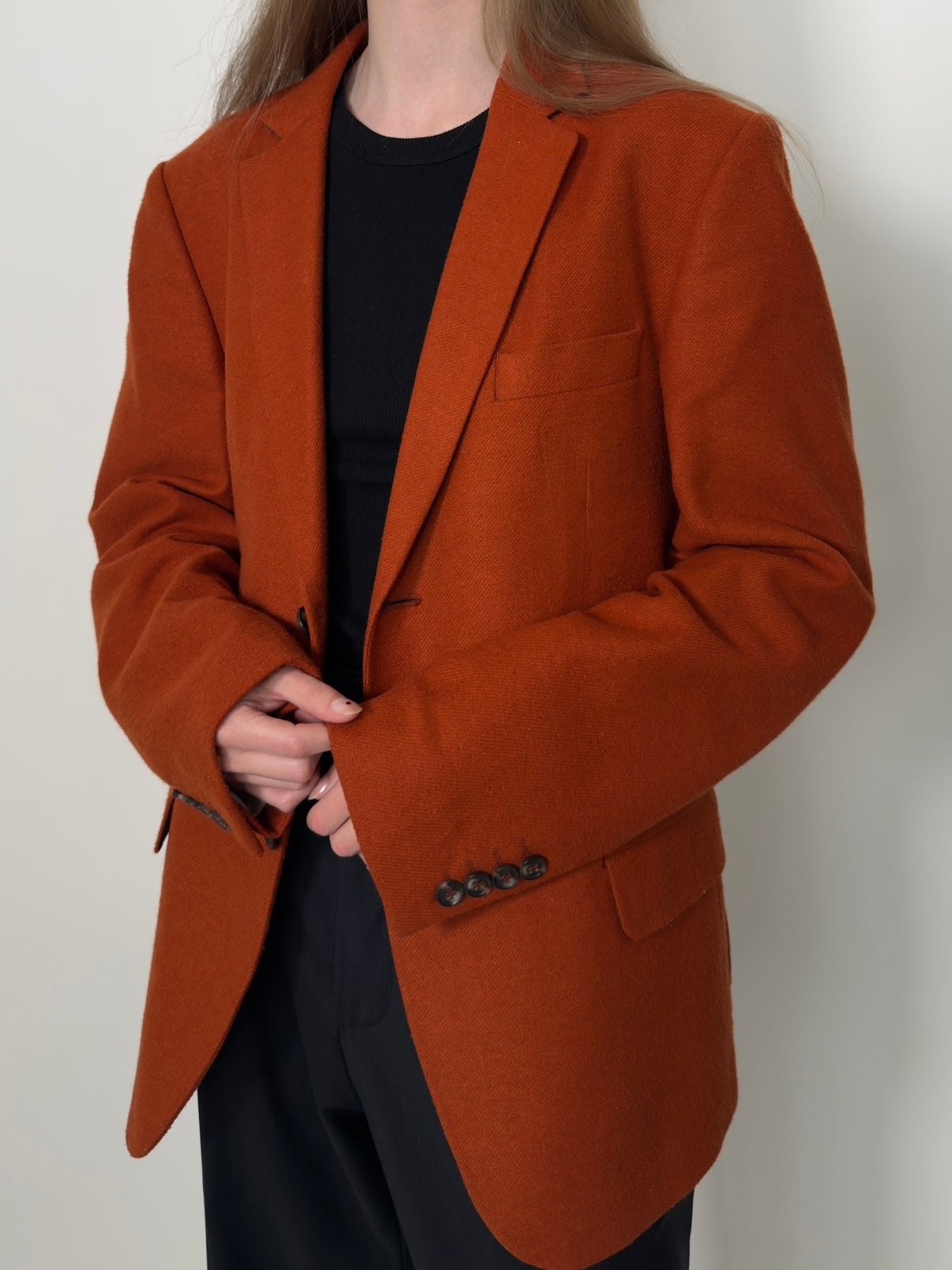 Orange Wool Blend Blazer str. 38