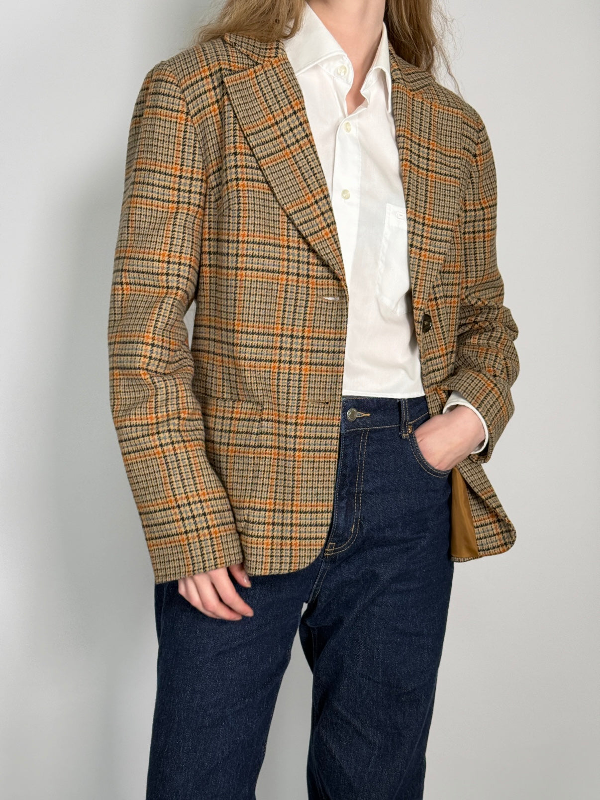Wool Blend Tartan Blazer str. 38