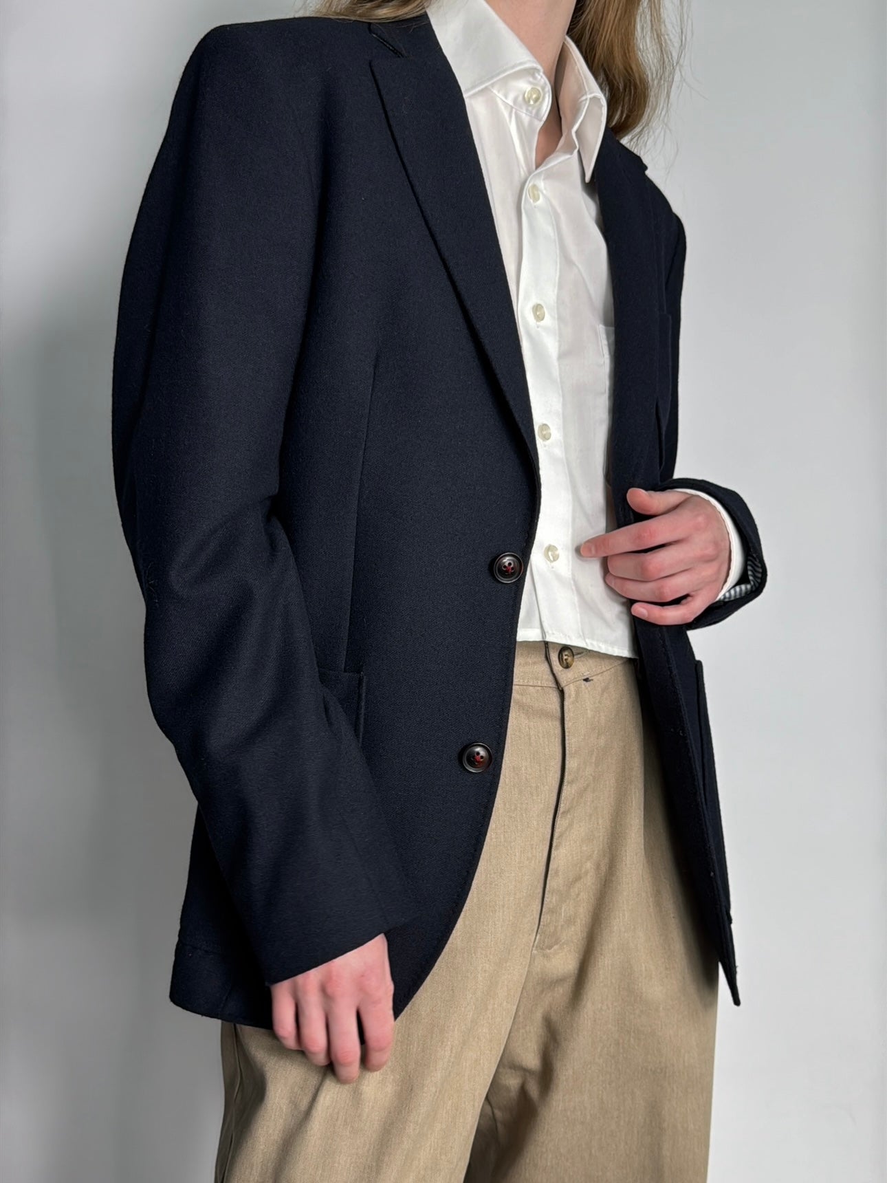 Wool Blend Patch Pocket Blazer str. 38