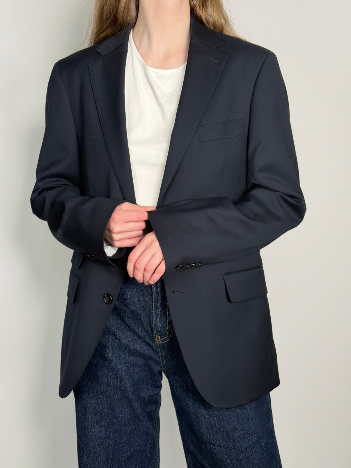 Blue Wool Blend Statement Blazer str. 38