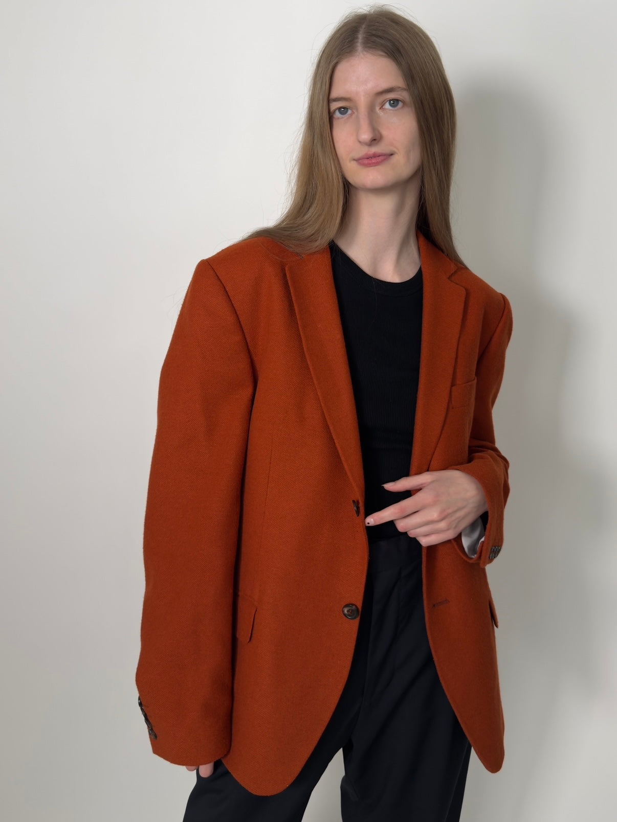 Orange Wool Blend Blazer str. 38