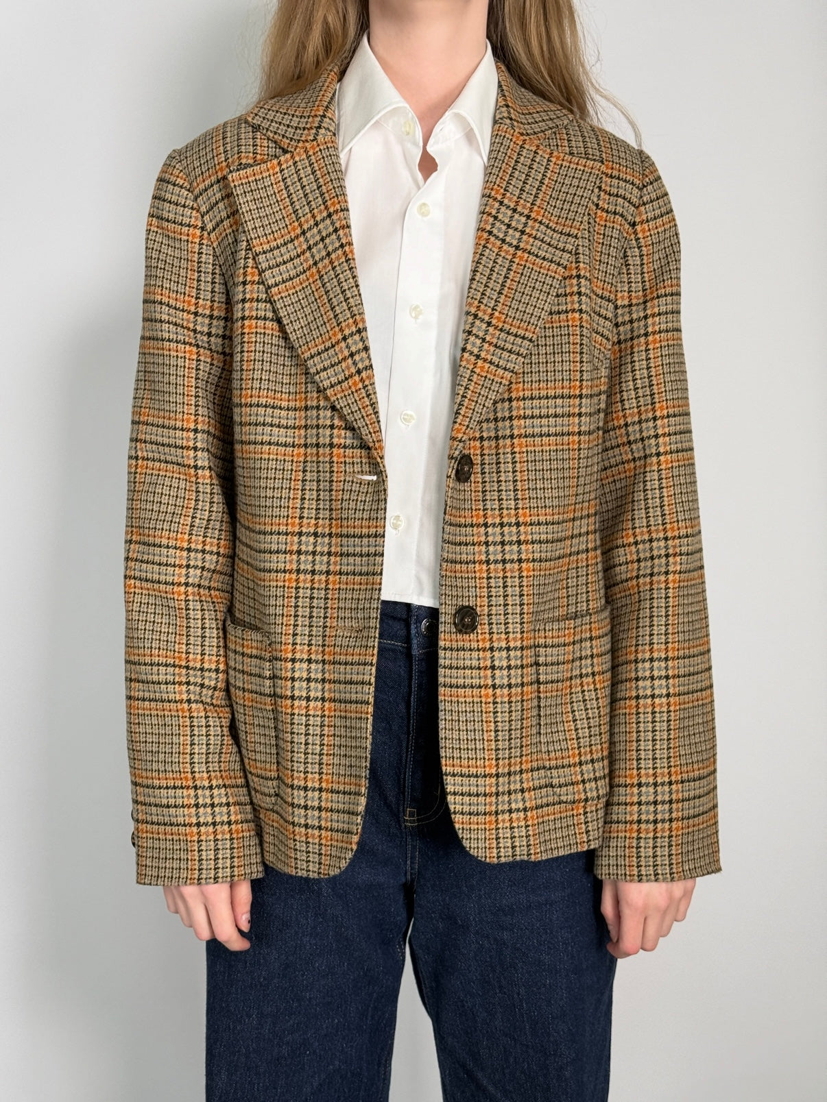 Wool Blend Tartan Blazer str. 38