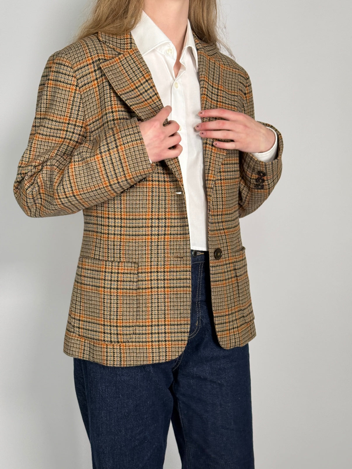 Wool Blend Tartan Blazer str. 38