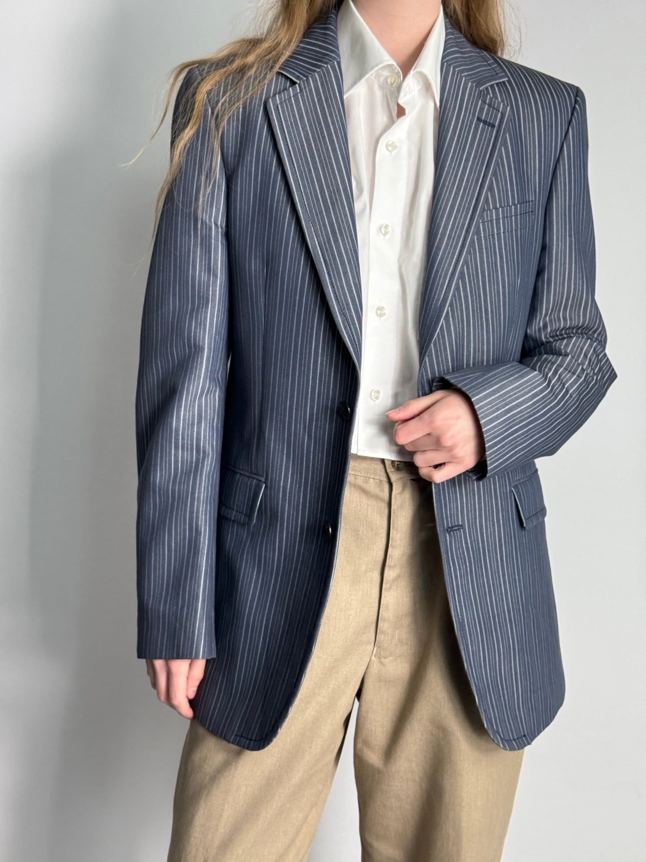 Striped Cotton Blend Blazer str. 40