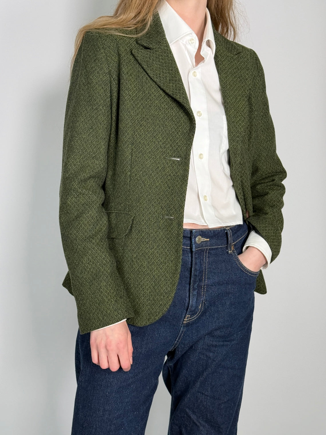 Moss Green Wool Blend Blazer str. 38