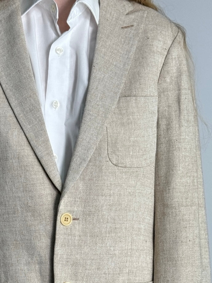 Soft Beige Linen Blend Blazer str. 40