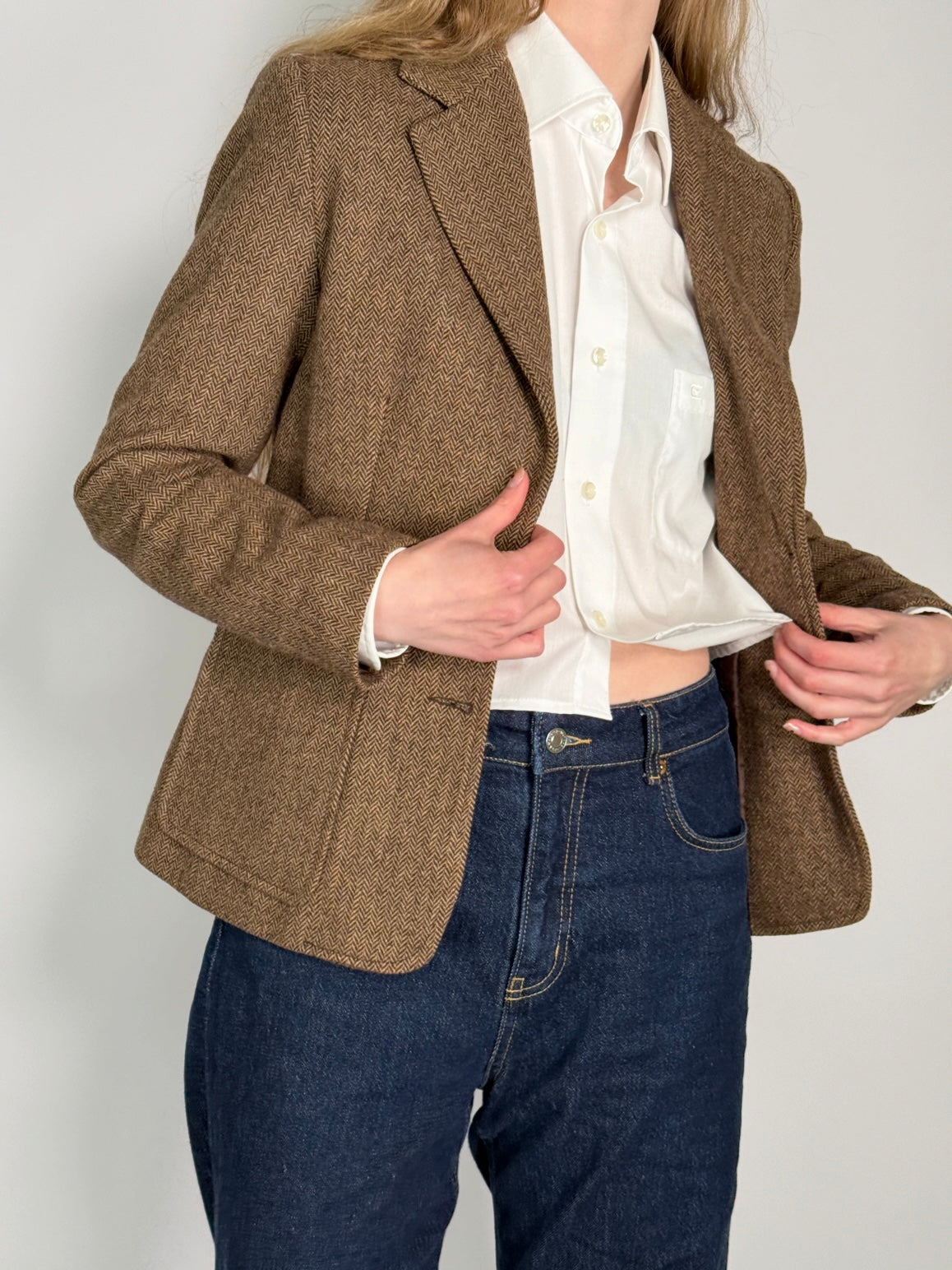 Wool Blend Herringbone Blazer str. 38