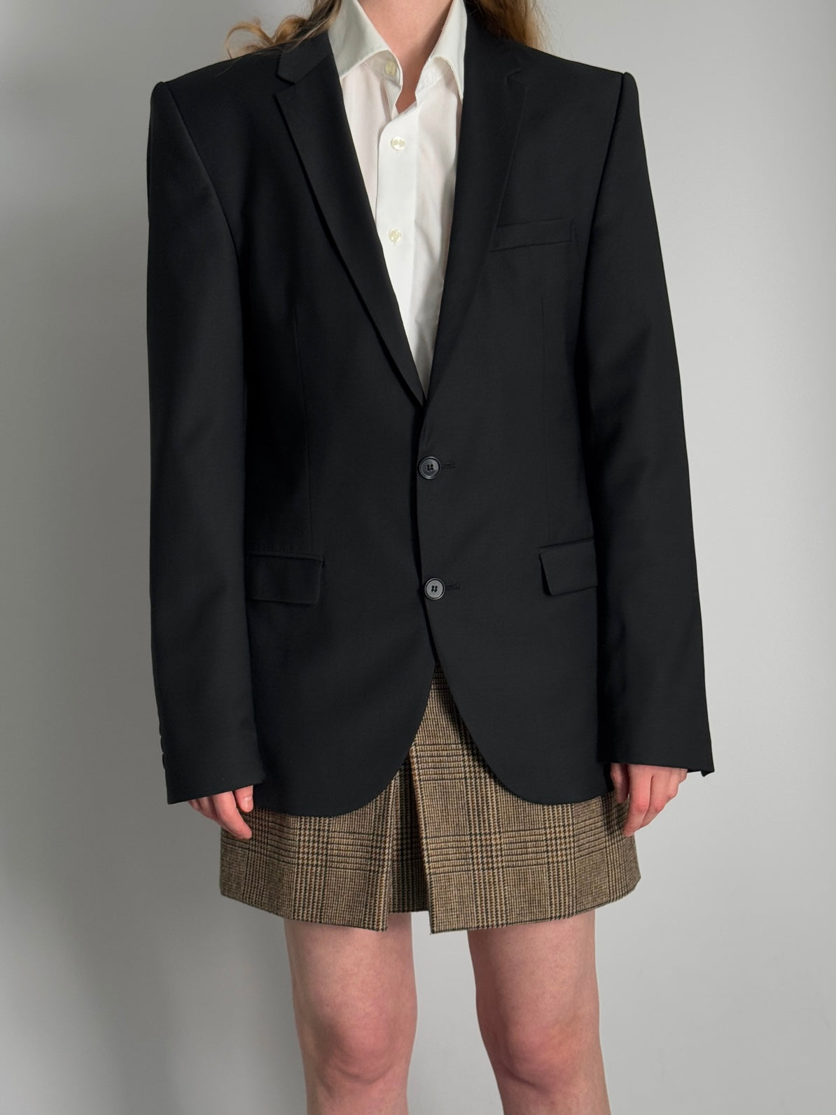 Black Wool Blend Blazer str. 40