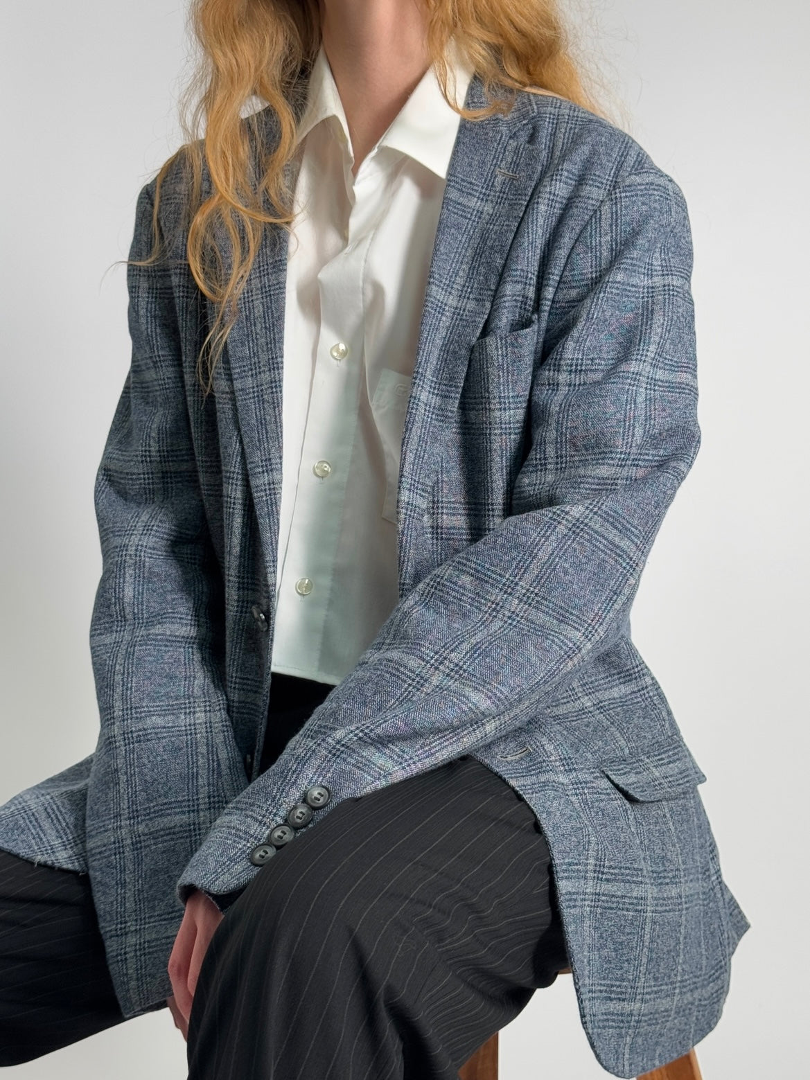 Checkered Linen Blend Blazer str. 40